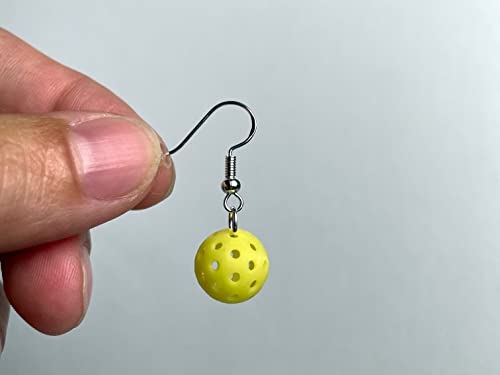 Pickleball Earrings, Pickleball Accessory, Yellow Mini Ball Earring, Stud & Dangle3