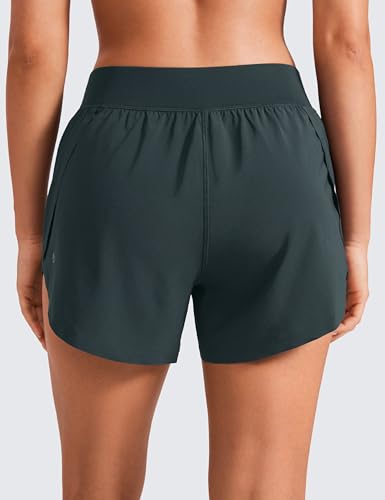 Image of CRZ YOGA Mid Waisted Split Running Shorts 4 inch | Mesh Liner, Quick Dry, Lightweight, for Women