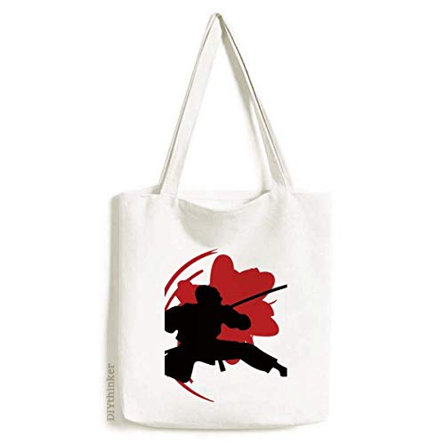 Samurai Sakura Outline Asiático Bolsa sacola de compras bolsa casual bolsa de mão