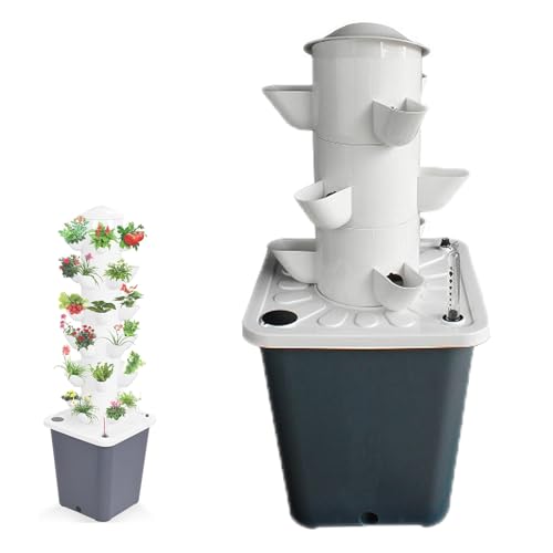 Wewnętrzna wieża hydroponiczna, ogród, 10-30 otworów, pionowa donica ze zbiornikiem 10 l, bezglebowy system aeroponiczny do ziół, warzyw, oszczędność miejsca, zestaw do uprawy w domu, szary plastik PP