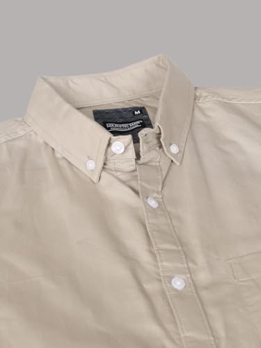 Image of Majestic Man Classic Slim Fit Solid Cotton Casual Shirt with Button-Down Collar