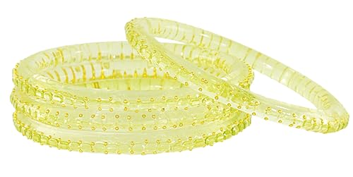 Image of NMII Glass Golden Zircon Stone & Kundan Beads Kada Set For Women & Girls | Fancy Design Kada Bangles | Traditional Look Kangan | Glass Bangles For Women Wedding, Party, Function, Daily use