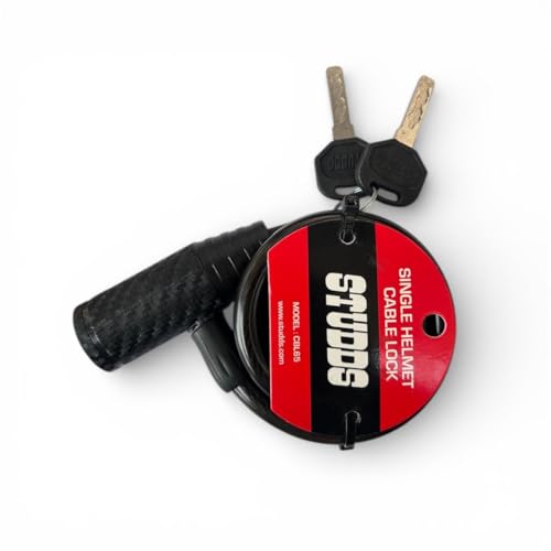 Image of Studds Heavy Duty Helmet Cable Lock for Motorcycle & Scooter - Anti-Theft Braided Steel Security Wire with 2 Computerized Keys - Universal Fit, Weather-Proof (Black)