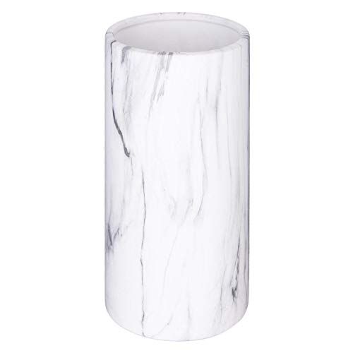 Atmosphera Créateur d'intérieur - Vase Déco Cylindrique Effet Marbre 20cm Blanc