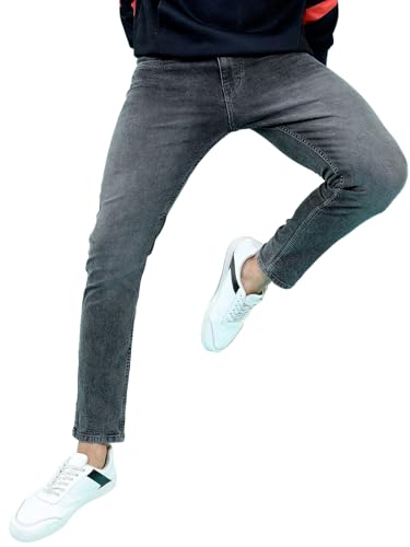 Image of Highlander Mens Tapered Fit Denim Jeans for Man |Jeans Pant Cropped Length|Mid-Rise|Stylish Casual Wear with Stretchable Fabric