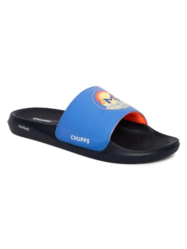 Image of CHUPPS X Mi Surge White & Navy Drift Orthopedic Slippers | Soft Footpharma Footbed | Breathable Ventilation Holes | Lightweight Flip Flops | Anti-Skid Chappals for Everyday For Mens