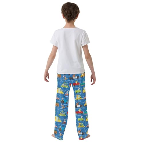 ZZXXB Funny Cartoon Transportation Boys Long Pants Soft Trousers Elastic Waist Kids Lounge Bottoms with Pockets S-XL3