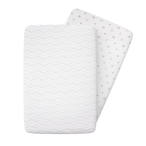Image of Luvberries 100% Organic Cotton Bassinet Sheets for Guava Lotus Bassinet, 2 Pack – Breathable Soft Fitted Bassinet Sheets for Baby & Newborn, Unisex (Grey and White)