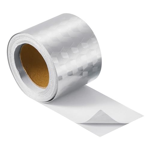Image of uxcell Wood Grain Tape, 2 inch x33 Ft Self Adhesive Wood Grain Repair Patch for Baseboards, Doors, Floor Repair, Furniture Home Decor Silver