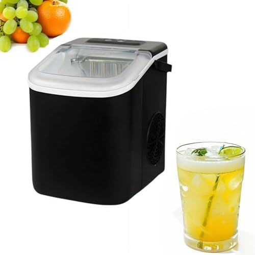 Máquina de hielo de encimera con asa, máquina compacta para hacer hielo, autolimpiante con cesta y cuchara, máquina automática de cubitos de hielo para el hogar, cocina, camping, caravana