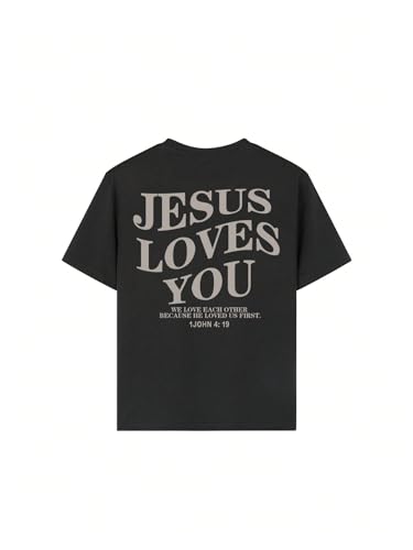 Girl's Letter Print T Shirt Half Sleeve Drop Shoulder Crew Neck Oversized Tee Tops3