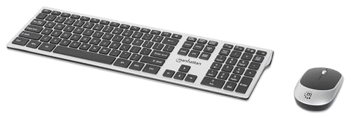 Image of Manhattan Wireless USB Keyboard and Mouse Combo Set - Full-Size, Scissor Key Design, Quiet Typing, 1200 DPI Optical Mouse, Plug & Play Compatibility - 180788