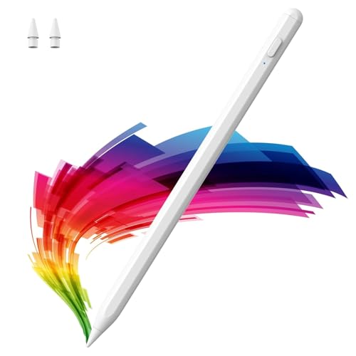 Image of OLV Stylus Pen for iPad, Ultra Precision, Palm Rejection, Tilt Sensitivity, Magnetic Adsorption, Power Display, Fits iPad 2018+, 6-Month Warranty,(ID715)(White)