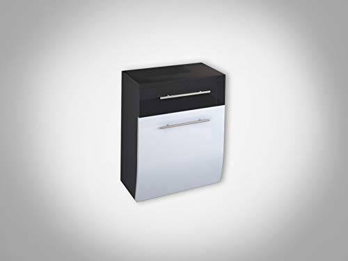 SAM Möbel Outlet Unterschrank SALONA | Hochglanz weiß-anthrazit | 53 x 40 x 30 cm | Badmöbel | Kombinierbar