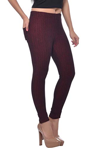 Image of Frenchtrendz Women's Cotton Spandex Jacquard Stretchable Slim Fit Jegging with Back Pockets