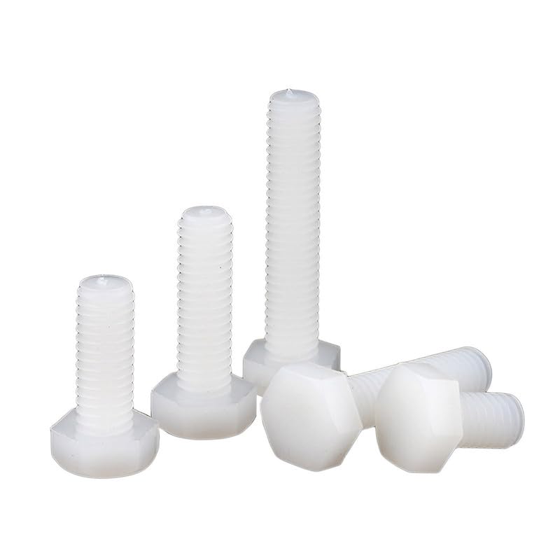 ORANXIN M6 x 8mm 20 Pcs Plastic Hex Bolts Nylon Hex Cap Screws Insulation External Hex Screw Metric Mechanical Fasteners