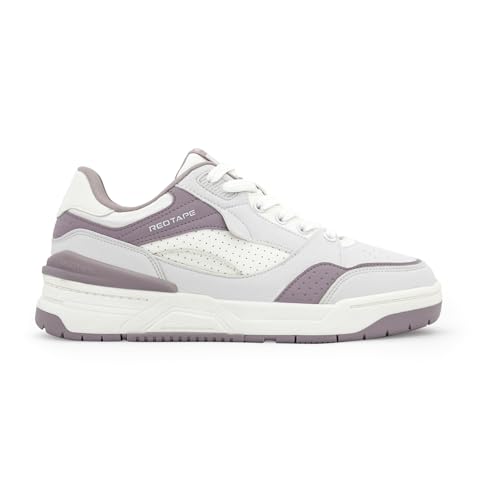 Image of Red Tape Women's Sneakers White Black Pu Round Toe Lace-Up