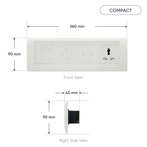 Image of Aziot 8 Module Switch Board Plate | Smart 4 SW, 2 SW, Fan SW& Socket | WiFi & BLE | Google, Alexa & Siri (White)