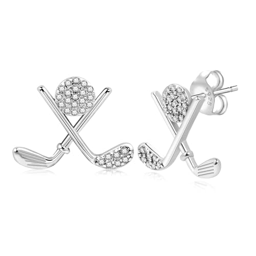 SmileBelle Golf Earrings for Women, Sterling Silver Golf Stud Matching Masters Golf Outfit, Hypoallergenic Golfer Gifts for Golfers as Daughter Sports Jewelry Accessories