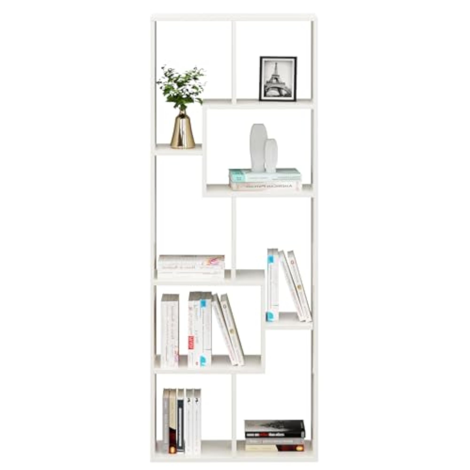 Medina 8 Tier Wooden Bookshelf, Modern Design