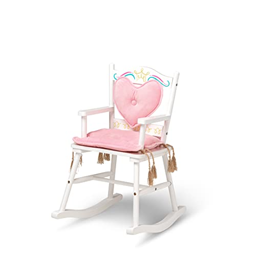 Wildkin Kids Princess Royal Rocking Chair For Girls, Perfect For Both Big & Little Kids, Includes Padded Backrest & Seat Cushion, Wooden Rocker Measures 23 X 16 X 28 Inches (White) #TOP4