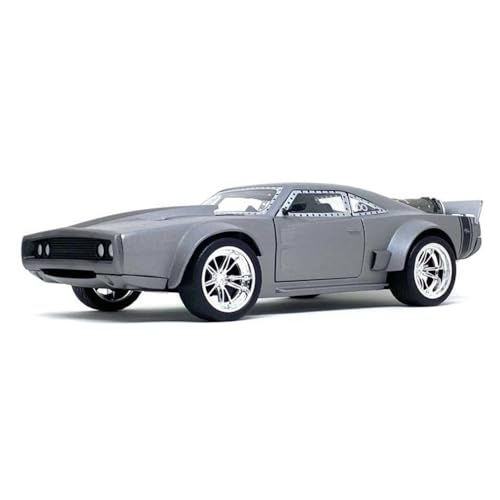 Auto a escala 1:24 Dom's Ice Charger metal plateado miniatura 1