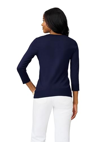 Image of Cable & Gauge Women's Button Cardigan Sweater - Lightweight Cardigans for Women with 3 /4 Sleeves, Crew Neck & Soft Stretch Fabric