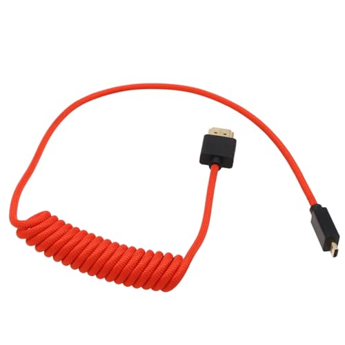 Image of HangTon Micro HDMI to HDMI 4K 8K 60p Cable for Canon R6 II R5C R5 R8 Sony ZVE10 A7C A7R IV III A7SII Lumix S5 S9 GH4 Camera SmallHD Cine Indie ATOMOS Ninja V Ultra Monitor, Type A D HDMI 2.1 Red 50cm