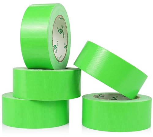 BOMEI PACK Green Duct Tape, 5Rolls Heavy Duty Strong Industrial Color Duct Tape 9.0mil x 1.88inch x 30yds for Packing and Repairing