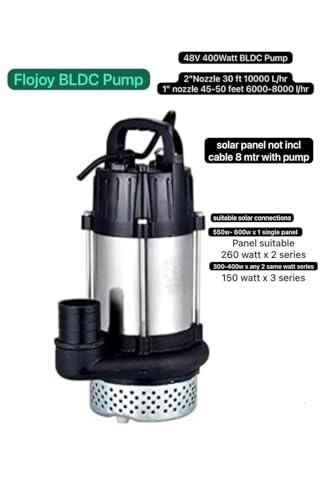 Image of Asian Pumps & Machineries 400W BLDC Submersible Water Pump for River Pond Well Farm Sump Gardening Irrigation Drainage Head 45-50 Feet Flow 10000l /hr DC 48V