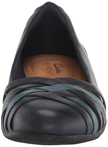 Clarks Women's Sara Clover Ballet Flat, Navy Combi Leather, 6 #TOP1