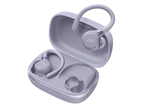 Fitness Series JVC HAE-C75T-V Écouteurs de sport sans fil avec arceau réglable, réduction active du bruit, mode ambiant, IP57, 40 heures d'autonomie, égaliseur App, faible latence, microphone – Violet