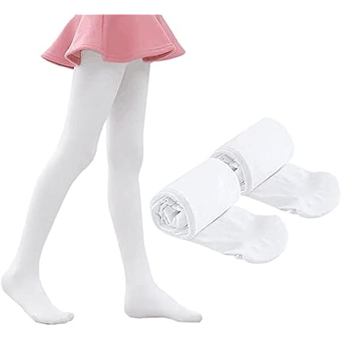 YUANJ Ballettstrumpfhose Mädchen 2er Pack Weiße Strumpfhose Mädchen Strumpfhose Kinder Cover