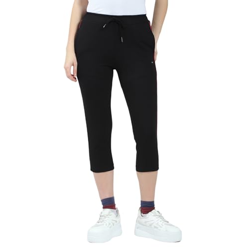 Image of Monte Carlo Women Regular Fit Capri | Calf Length | 3 /4th Solid Pyjama| Drawstring Closure | Nightwear Capri for Women's Navy