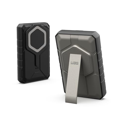 URBAN ARMOR GEAR UAG 10000mAh Power Bank SRGE 20W 2-Port USB-C USB Magnetic Wireless Portable Charger Fast Charging Battery Pack w/Kickstand Compatible with iPhone 16, Galaxy S25, Black/Titanium