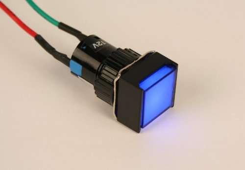 Lámpara LED piloto 17mm cuadrada 12V DC azul