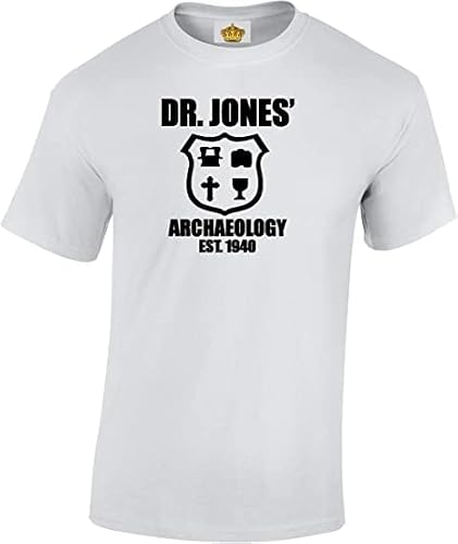 Crown Designs Dr Jones Archaeology Classic Movie Film Inspired Gift for Men & Teenagers T-Shirts Tops2 White