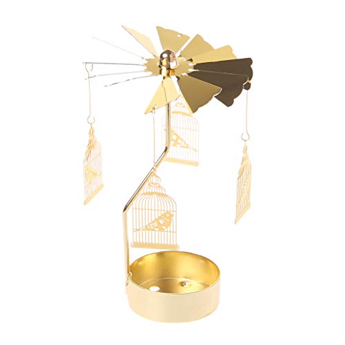 Chbc Christmas Tea Light Candle Holder,Spinning Rotary Carousel Tea Light Candle Holder Stand Light Home Wedding Decor (Cage Bird) #TOP6