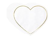 Servilletas de papel con forma de corazón de 3 capas, para bodas, San Valentín, compromiso y decoración de mesa (20 unidades), color blanco y dorado