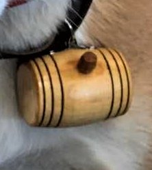Thousand Oaks Barrel | Personalized St. Bernard Style Mini Oak Barrel Charm + Leather Collar For Small To Medium Size Pet Dogs 2.25 Inches, Custom Engraved #TOP5