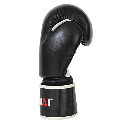Smai Essentials Leather Boxing Glove Plus 180" Black Boxing Wraps - Competition Boxing Mitts Made For Sparring, Kickboxing, Bag Work And Muay Thai Training - Winning Fight Gloves For Men & Women. #TOP2