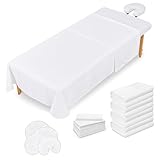 XOLLOZ Massage Table Sheets Set – 3 Piece 4 Set, Microfiber Spa Bed Sheets, Cotton-Feel Massage Bed Cover, Wrinkle & Oil Resistant, Soft Accessories for Estheticians – White