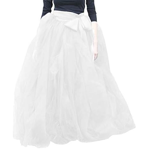WDPL Women's A-Line Tulle Strips Ruffles Tutu Ball Gown Skirts (White, XXX-Large) Cover