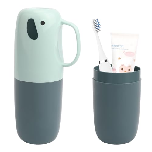 Vspek Porte-Brosse à Dents de Voyage pour Enfants, Gobelet à Brosse à Dents en Forme de Éléphant, antibactérien, étui à Brosse à Dents pour Voyage, Famille, Camping, école (Bleu)
