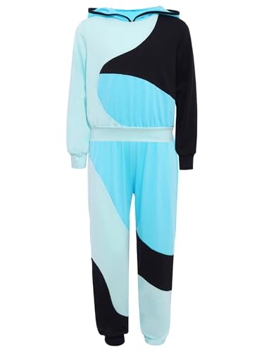 Kids Girls Workout Tracksuits 2 Piece Hooded Sweatshirt And Pants Set Running Outdoor Sports Sweatsuits4