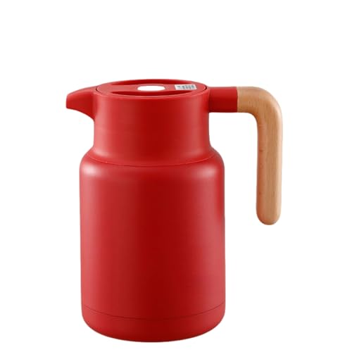 FADZECO 2000ml 保温ポット 洗いやすい 保冷 卓上 魔法瓶 保温保冷 自宅・キャンプ場対応 広口径洗浄 10時間保温 6時間 (レッド,1.3L)