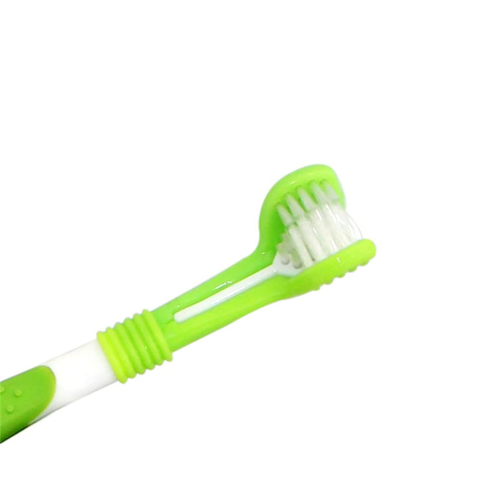 RODEREK Herramientas de limpieza oral para mascotas, cepillo de dientes multiángulo de 3 cabezales, cepillo de dientes para mascotas para perros