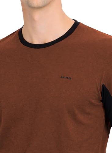Image of ADRO Men's Full Sleeve T-Shirt Navy Grey Colorblock | Cotton Round Neck Casual Tshirt | Regular Fit Stylish T Shirt