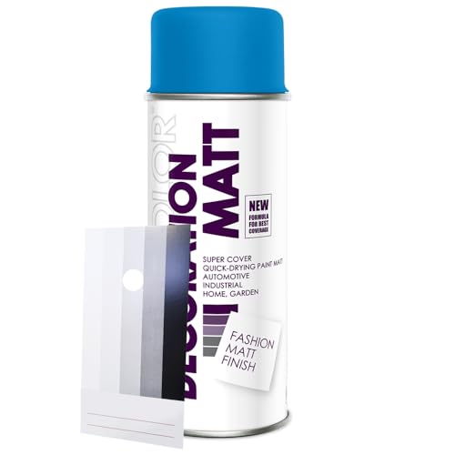 Craft-Equip DC 1 Stück Lackspray Matt nach RAL in 400ml zur Lackierung von Auto Stahl Aluminium Beton Holz und Spritzmusterkarte (1 Dose in himmelblau MATT RAL 5015 + Karte)
