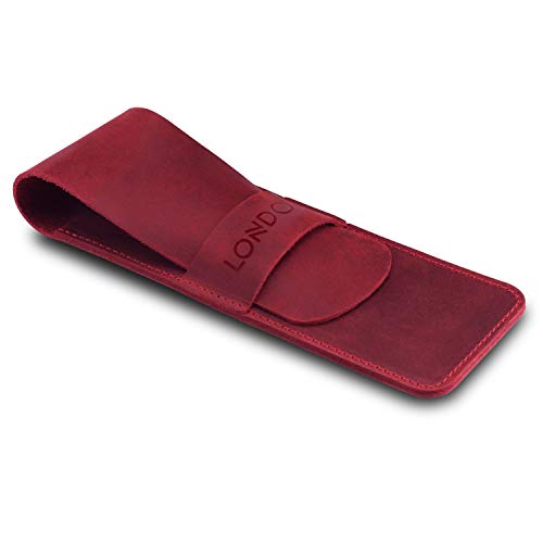 Image of Londo Genuine Leather Pen and Pencil Case with Tuck in Flap, Stationery Bag